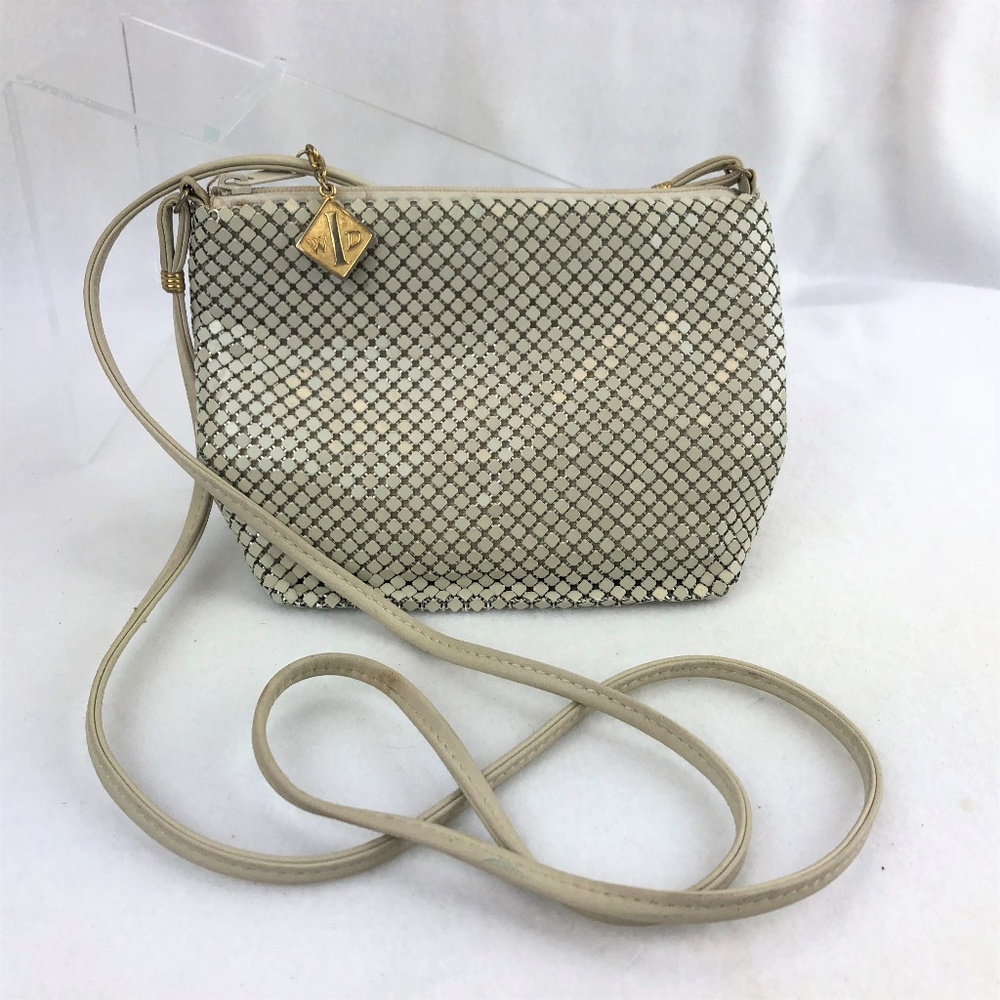 Woven Crossbody Bag in Cream with Gold Charm